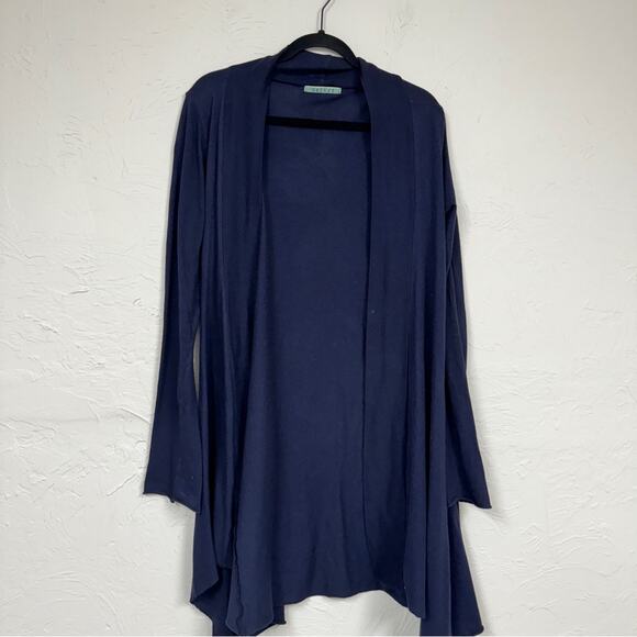 Velvet Graham Spencer Navy Blue Duster Cardigann Sweater Womens M/L Waterfall - Picture 1 of 7
